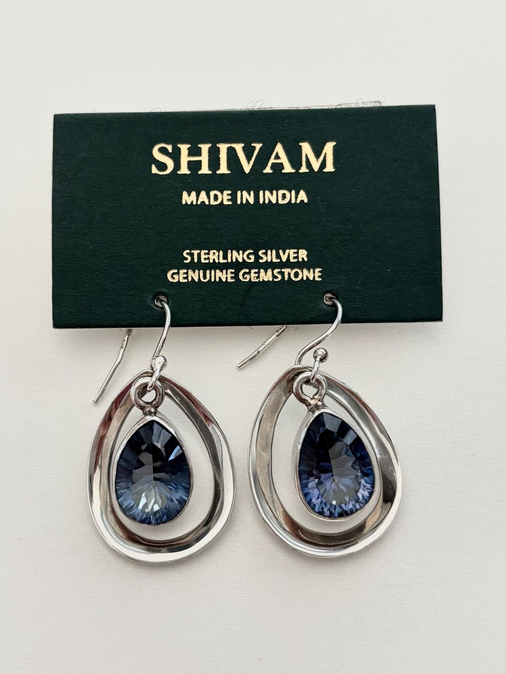 Shivam Sterling Silver Blue Mystic Quartz Teardrop Earrings